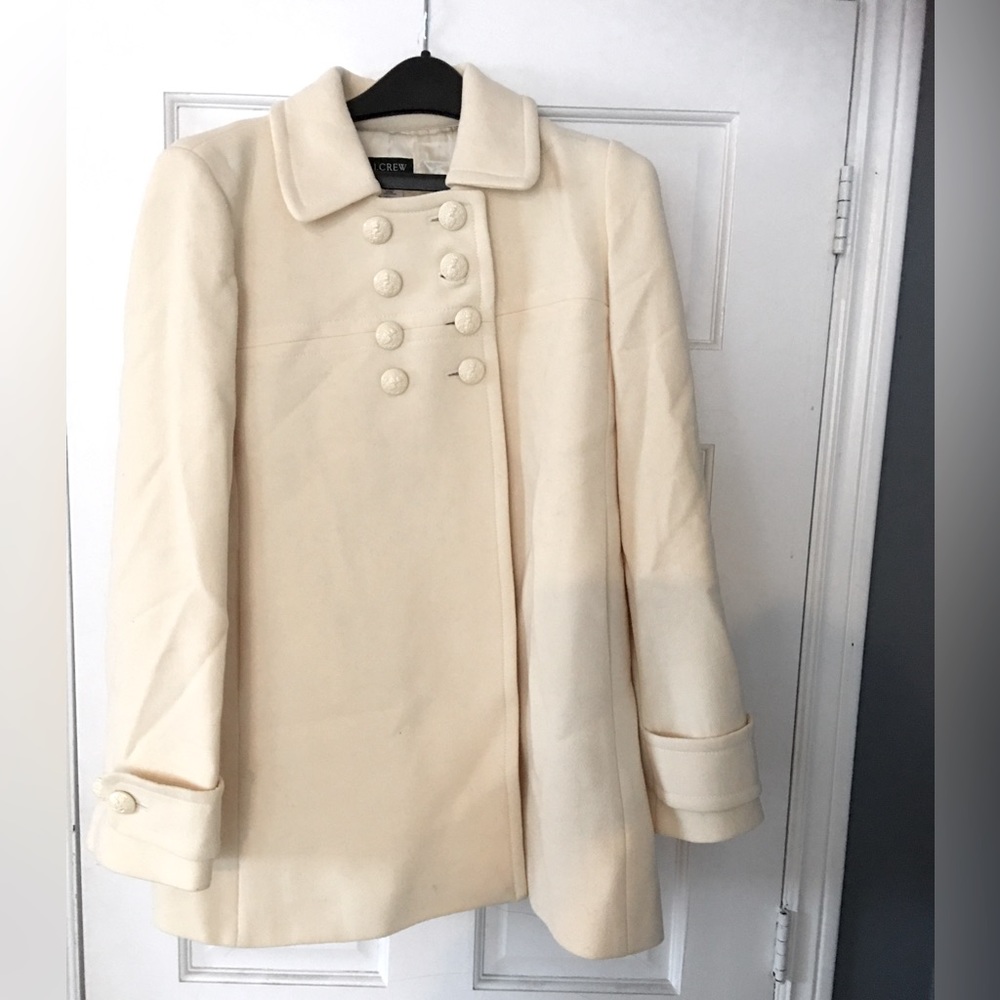 J Crew white pea coat. Sz10